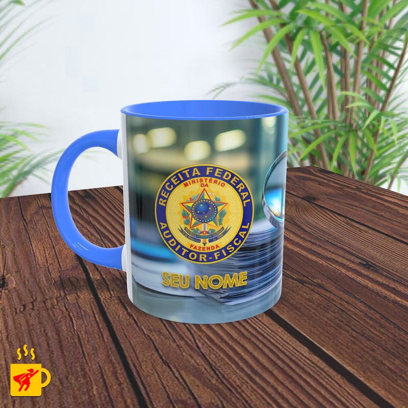 Caneca Auditor Fiscal Brasão Lupa